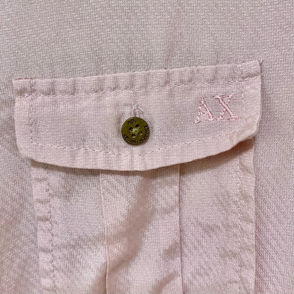 Armani Exchange Baby Pink Semi Sheer Button Down Shirt Blouse Size XS - Picture 7 of 14